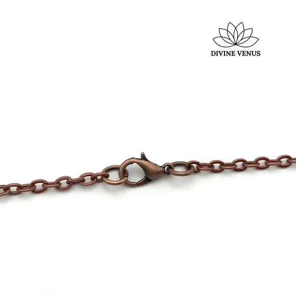 Rose Quartz - Wire Wrapped Moon Shaped Red Copper - Picture 8 of 8